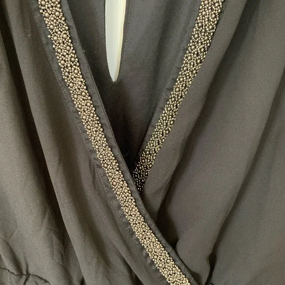 Torrid Black Crepe & Chiffon Romper with Gold Trim, Size 3 - Picture 3 of 6